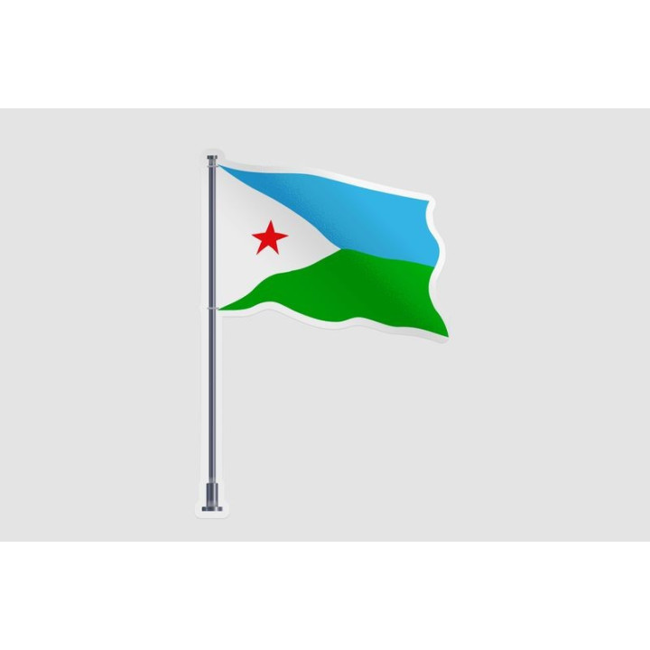 Djibouti Flag Waving Style 2 Sticker - DecalsHouse
