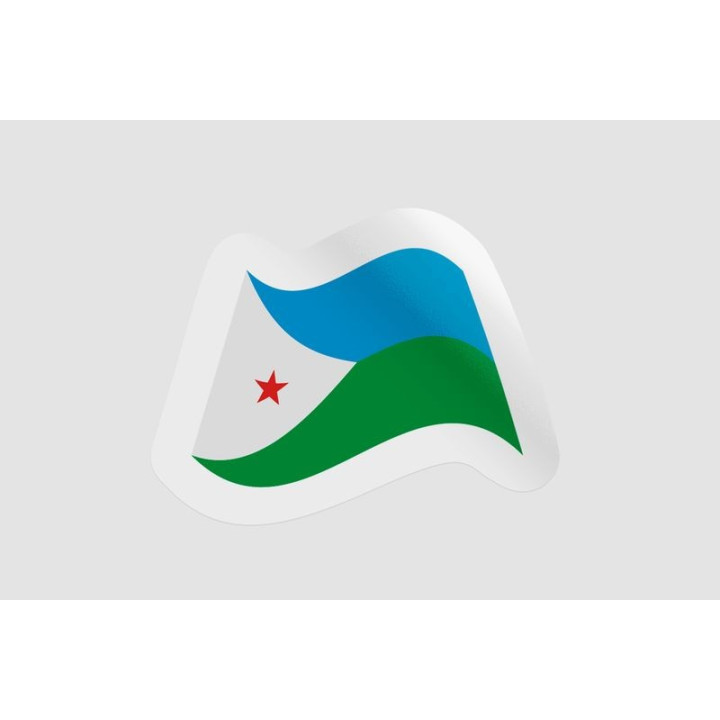Djibouti Flag Waving Style 4 Sticker - DecalsHouse