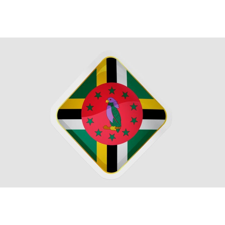 Dominica Flag Badge Style 4 Sticker - DecalsHouse