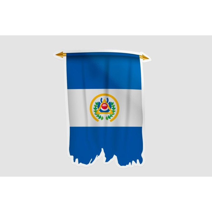 El Salvador Flag Pennant Style 4 - DecalsHouse