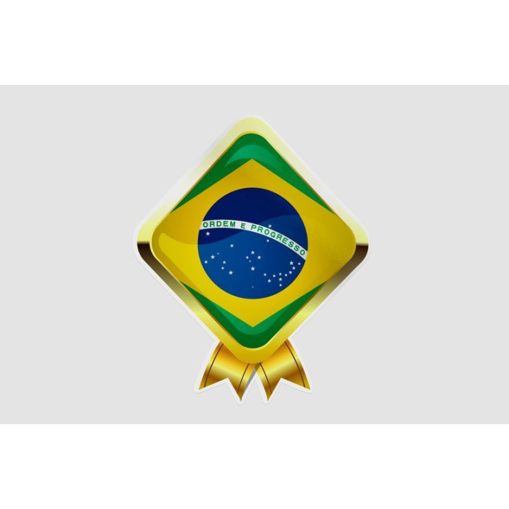 Flag Badge Of Brazil Sticker - DecalsHouse