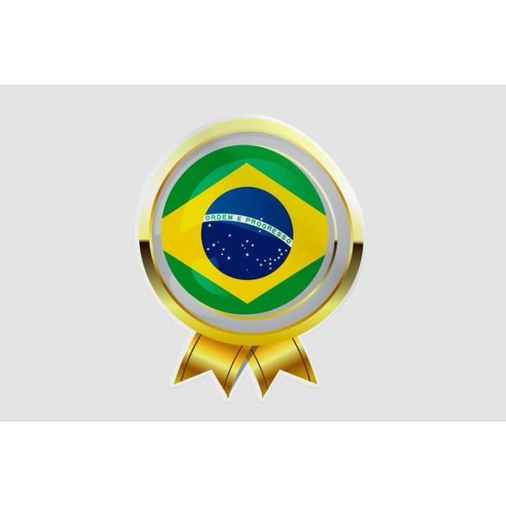 Flag Badge Of Brazil Style 4 Sticker - DecalsHouse