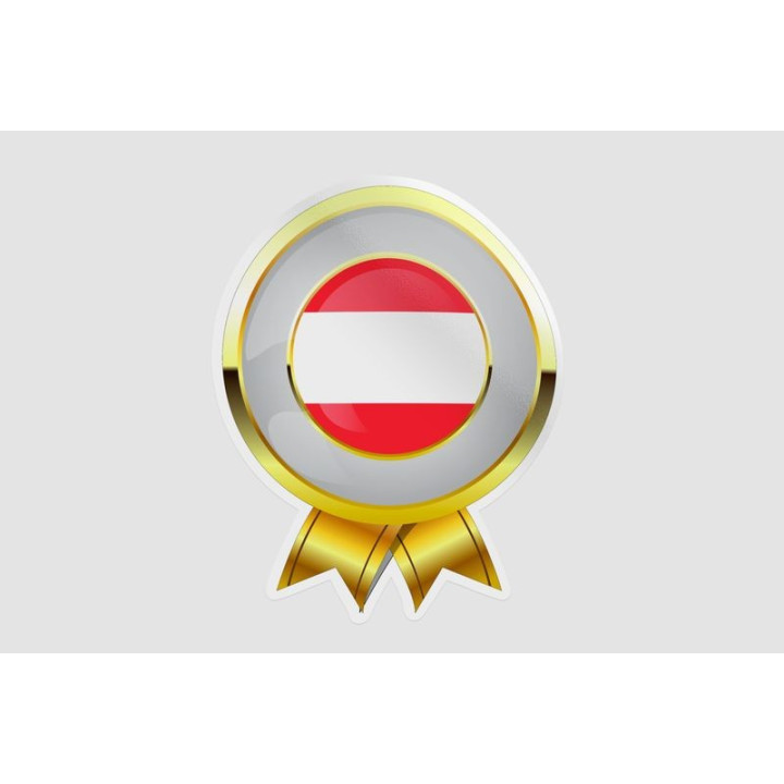 Flag Of Austria Badge Type Style 7 Sticker - DecalsHouse