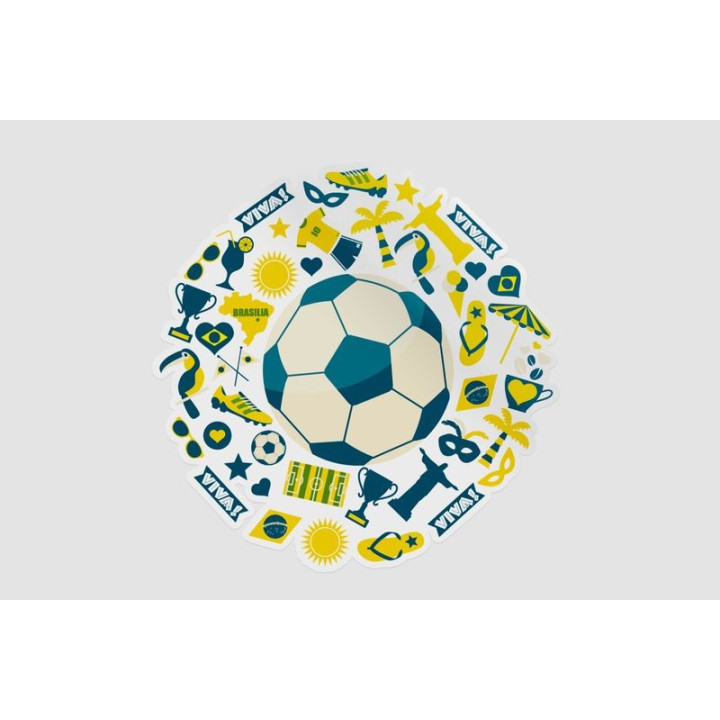 Football Ball Surrounded By Brazilian Elements Sticker - DecalsHouse