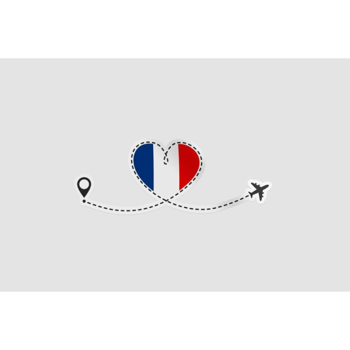 France Airplane Heart Flag - DecalsHouse