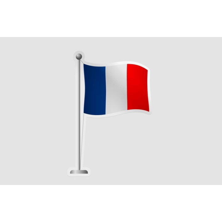 France Flag Pole Style 2 Bce - DecalsHouse
