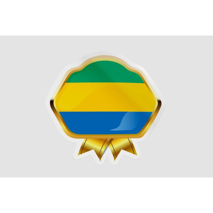 Gabon Flag Badge Style 8 - DecalsHouse
