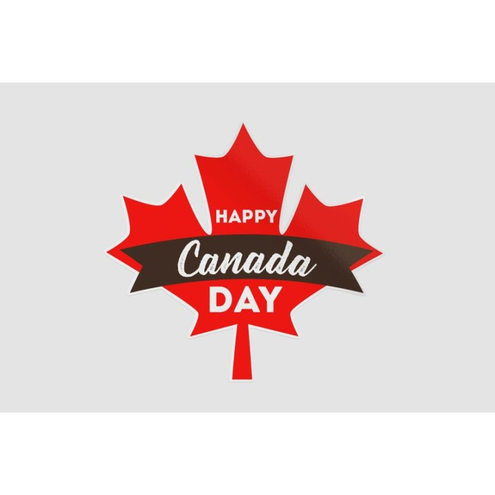 Happy Canada Day Lettering In Maple Leaf Sticker - DecalsHouse
