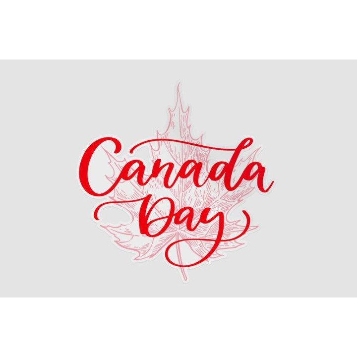 Happy Canada Day Lettering With Maple Leaf Sticker - DecalsHouse