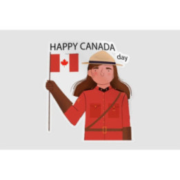Happy Canada Day With Woman And Flag Sticker - DecalsHouse