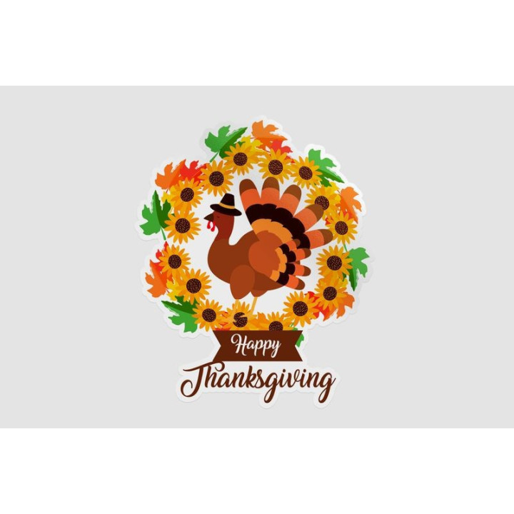 Happy Thanksgiving Stickers – Turkey Wreath Decals (2-Pack)