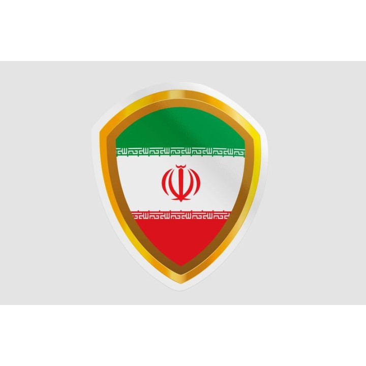 Iran Flag Golden Badge Style 4 - DecalsHouse