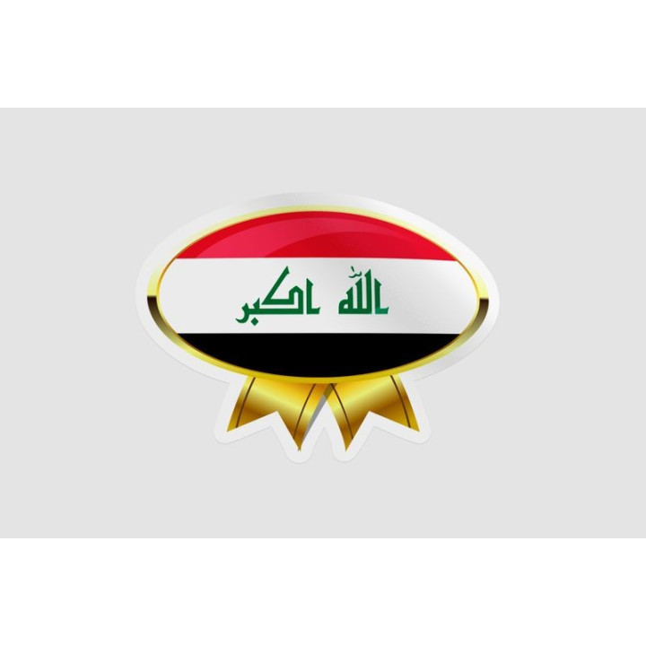 Iraq Flag Golden Badge Style 2 - DecalsHouse