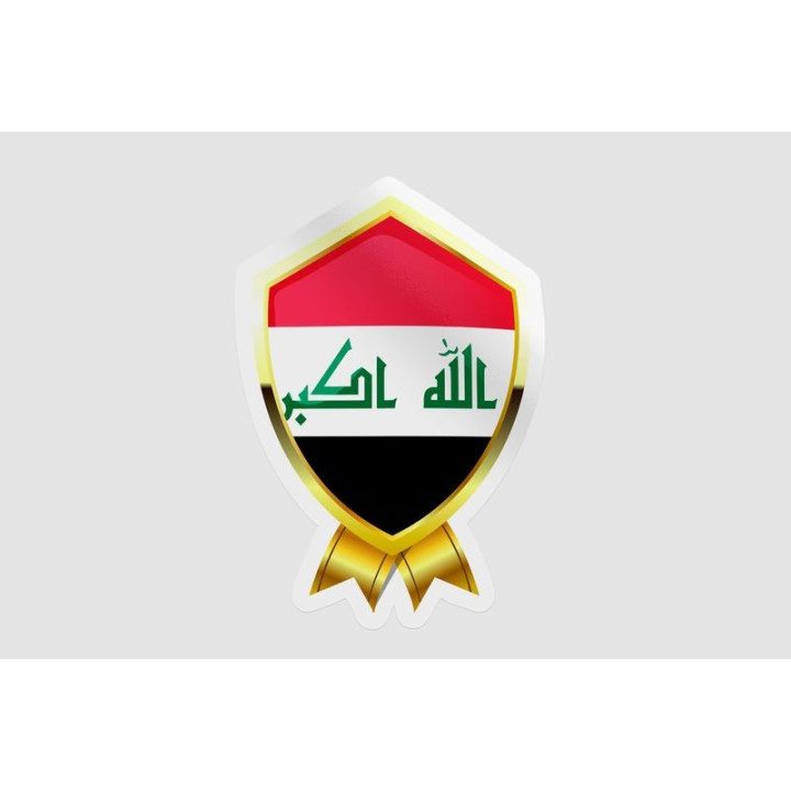 Iraq Flag Golden Badge Style 4 - DecalsHouse