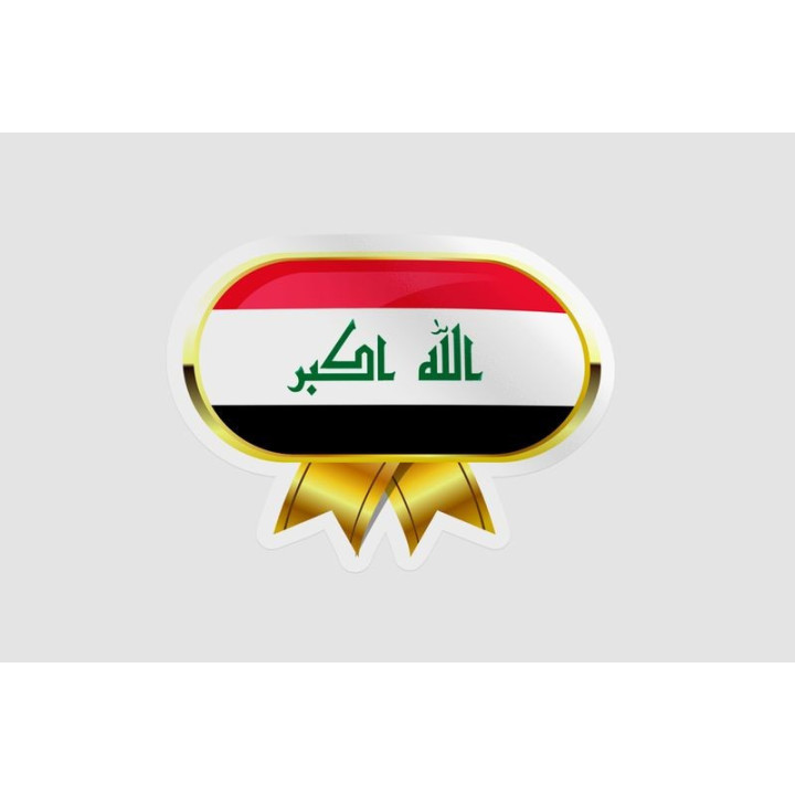 Iraq Flag Golden Badge Style 5 - DecalsHouse