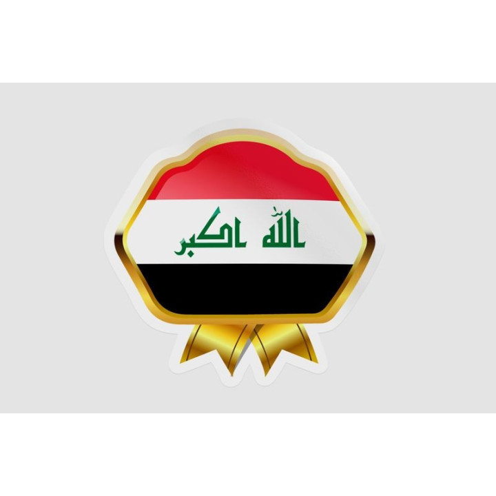 Iraq Flag Golden Badge Style 8 - DecalsHouse