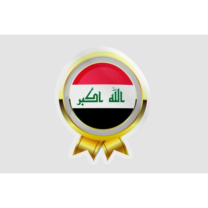 Iraq Flag Golden Badge Style 9 - DecalsHouse