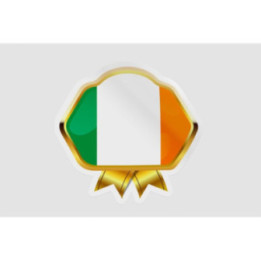 Ireland Flag Golden Badge Style 8 - DecalsHouse