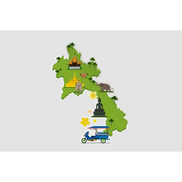 Laos Map Style 5 Sticker - DecalsHouse