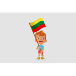 Lithuania Flag With Children Style 6 Sticker - DecalsHouse