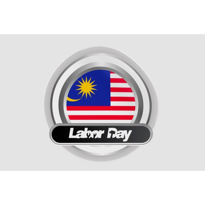 Malaysia Labour Day Flag Style 2 Sticker - DecalsHouse