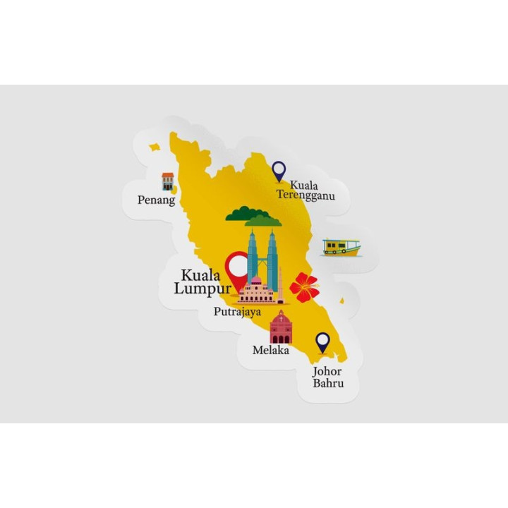 Malaysia Map Style 3 Sticker - DecalsHouse