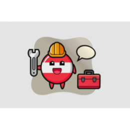 Mascot Cartoon Of Austria Flag Badge As A Mechanic Sticker - DecalsHouse