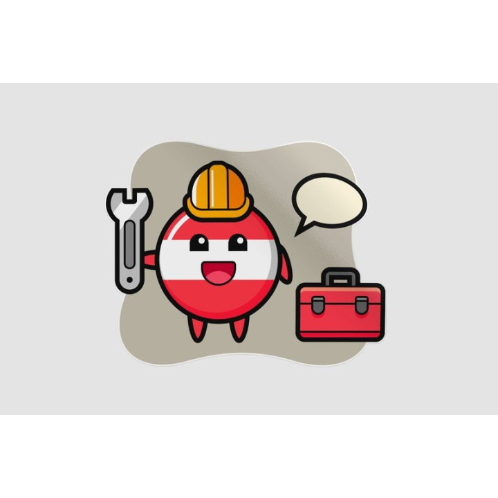 Mascot Cartoon Of Austria Flag Badge As A Mechanic Sticker - DecalsHouse