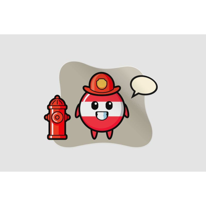 Mascot Character Of Austria Flag Badge As A Firefighter Sticker - DecalsHouse