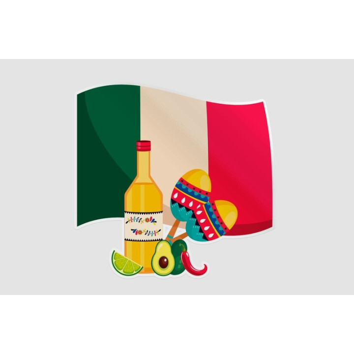 Mexico Flag Style 56 Sticker - DecalsHouse