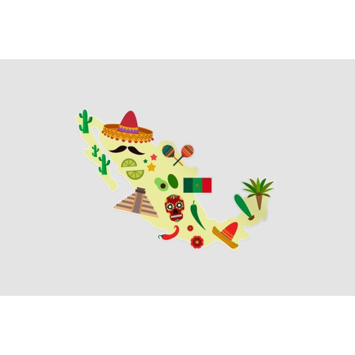 Mexico Map Style 36 Sticker - DecalsHouse