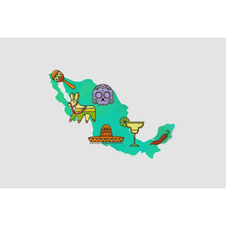 Mexico Map Style 43 Sticker - DecalsHouse