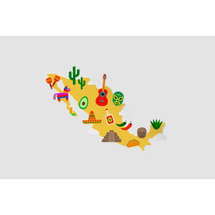 Mexico Map Style 44 Sticker - DecalsHouse