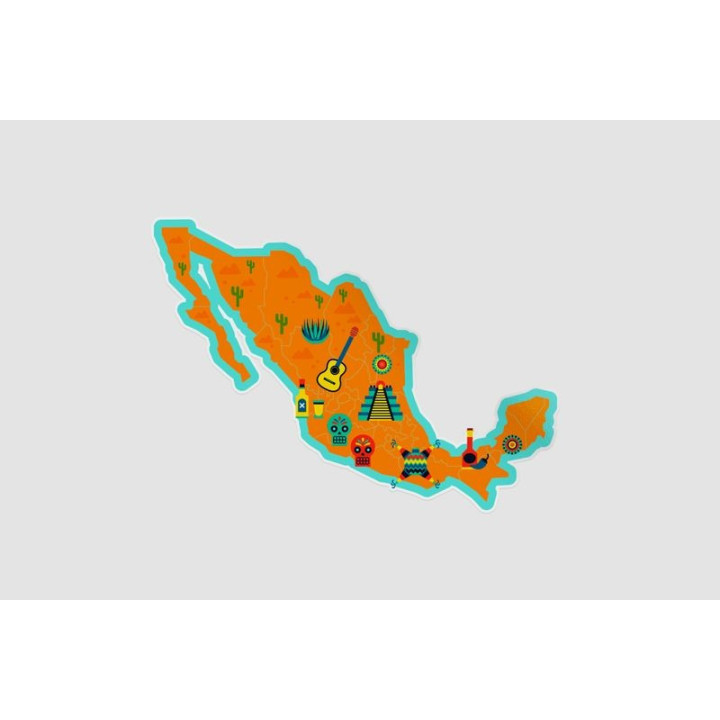 Mexico Map Style 45 Sticker - DecalsHouse
