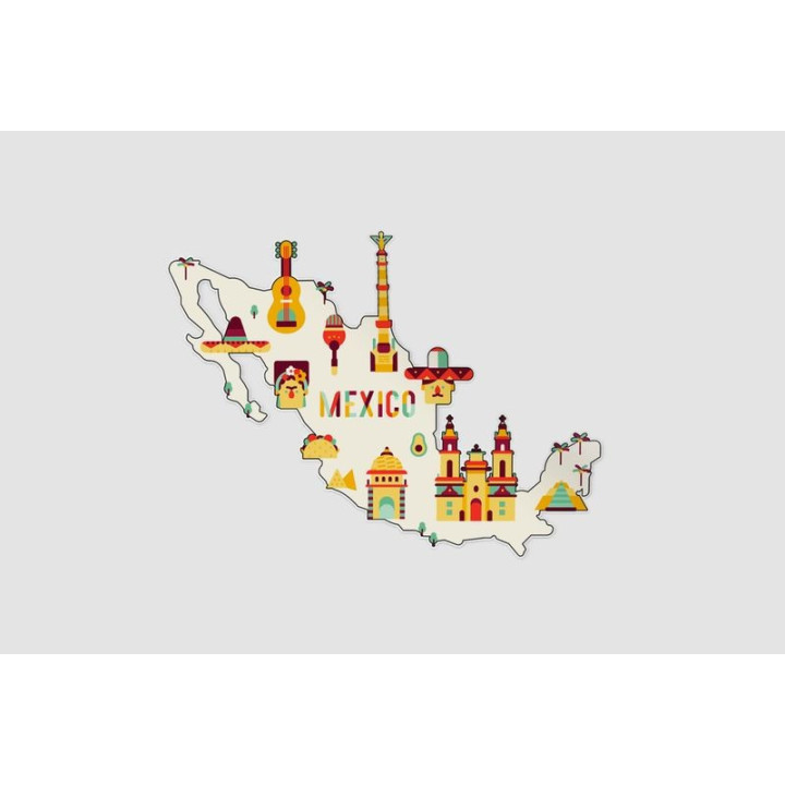 Mexico Map Style 47 Sticker - DecalsHouse