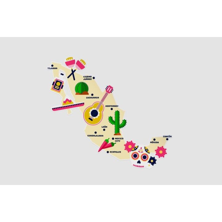 Mexico Map Style 54 Sticker - DecalsHouse