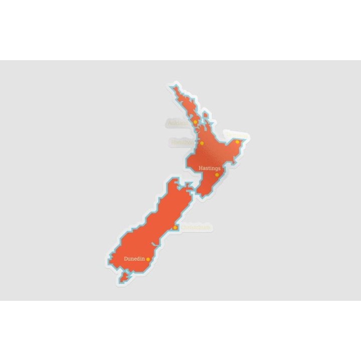 New Zealand Map Style 5 Sticker - DecalsHouse