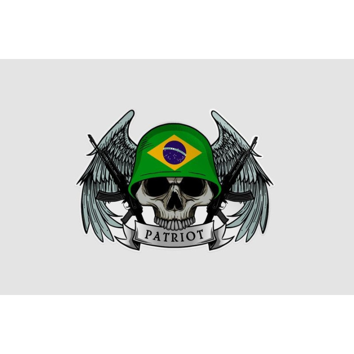Brazil Patriot Skull Stickers – Flag Helmet Decals (2-Pack)