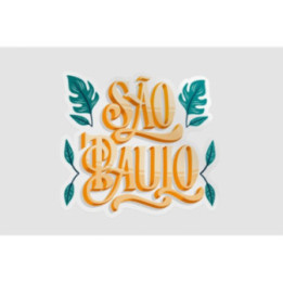 Sao Paulo Lettering With Leaves Sticker - DecalsHouse
