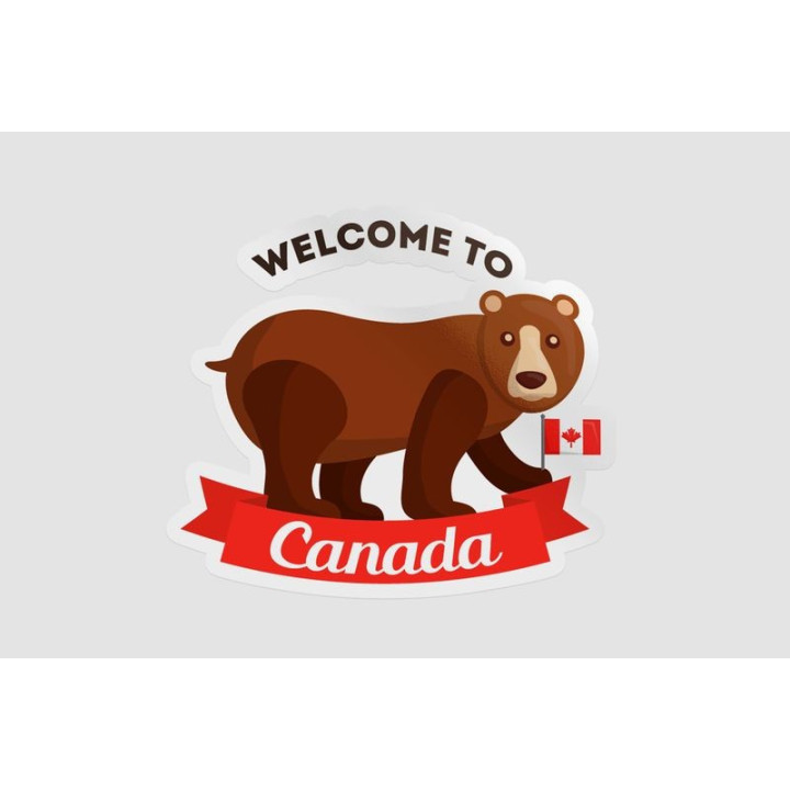 Welcome To Canada Grizzly Bear Style 3 Sticker - DecalsHouse