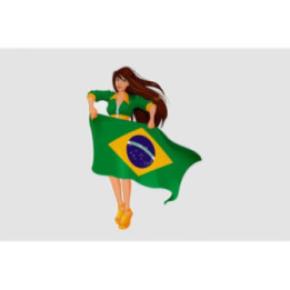 Woman Fan Holding Brazilian Flag Sticker - DecalsHouse