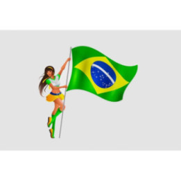 Woman Holding Flag Of Brazil Sticker - DecalsHouse