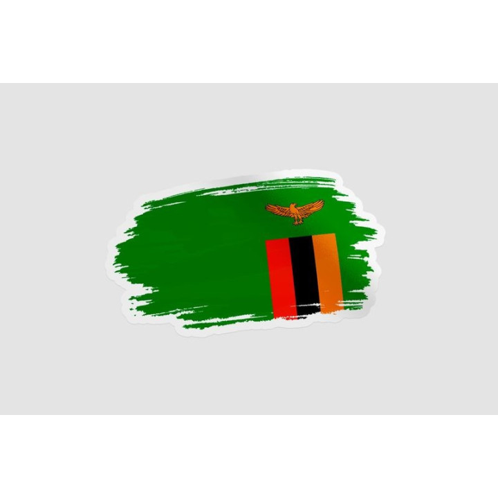 Zambia Brush Flag Sticker - DecalsHouse