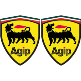 Agip Stickers - Six-Legged Dog Badge Race Car Decals (2-Pack)