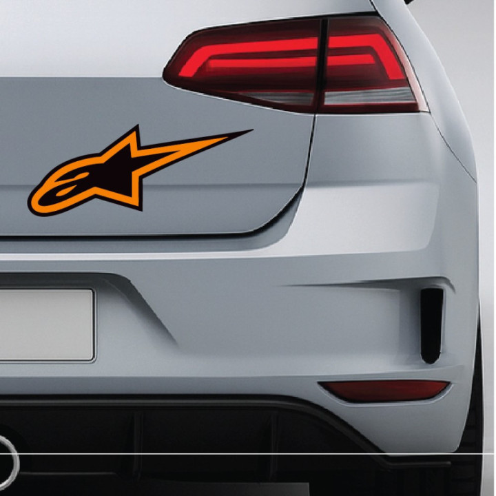 Alpinestars Orange Stickers – Motorcycle Race Decals (2-Pack)