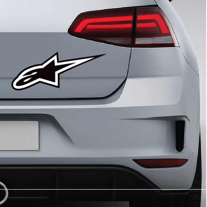 Alpinestars White Logo Stickers – Racing Sponsor Decals (2-Pack)