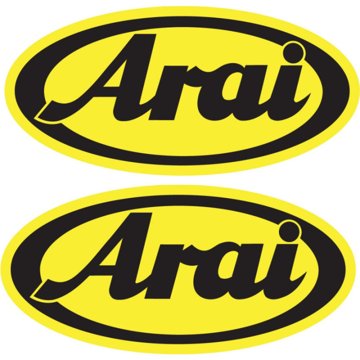 Arai Black Yellow Stickers – RX-7V Corsair-X Racing Decals (2-Pack)