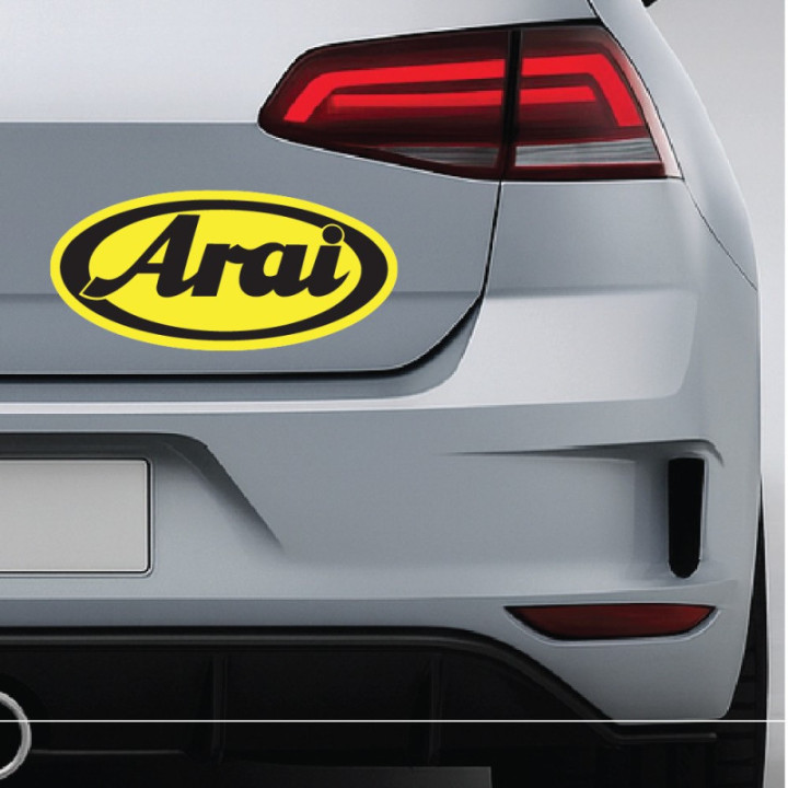 Arai Black Yellow Stickers – RX-7V Corsair-X Racing Decals (2-Pack)