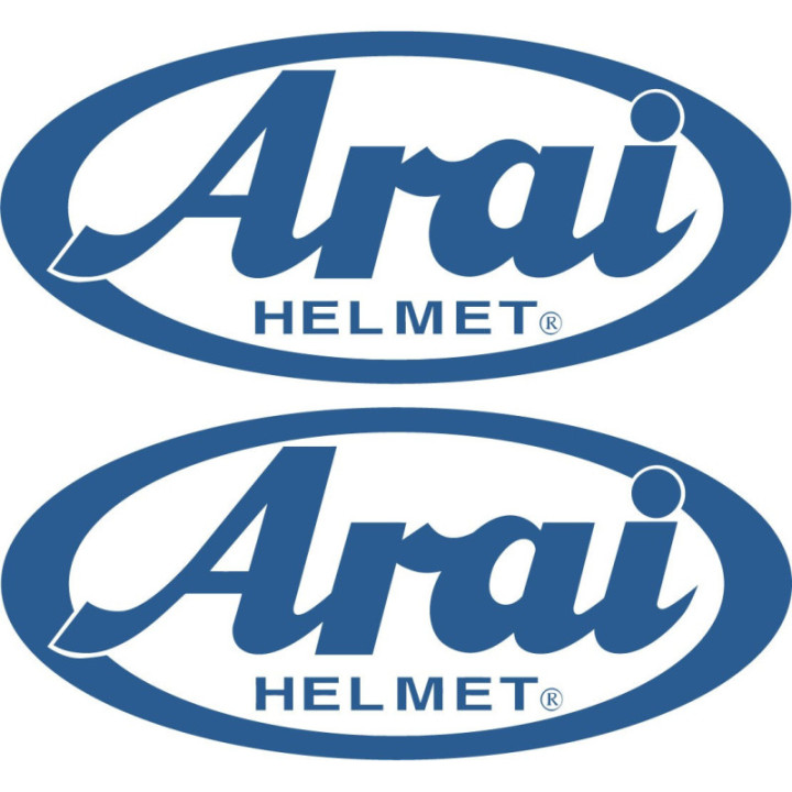 2x Arai Logo White And Blue Stickers Decals - DecalsHouse
