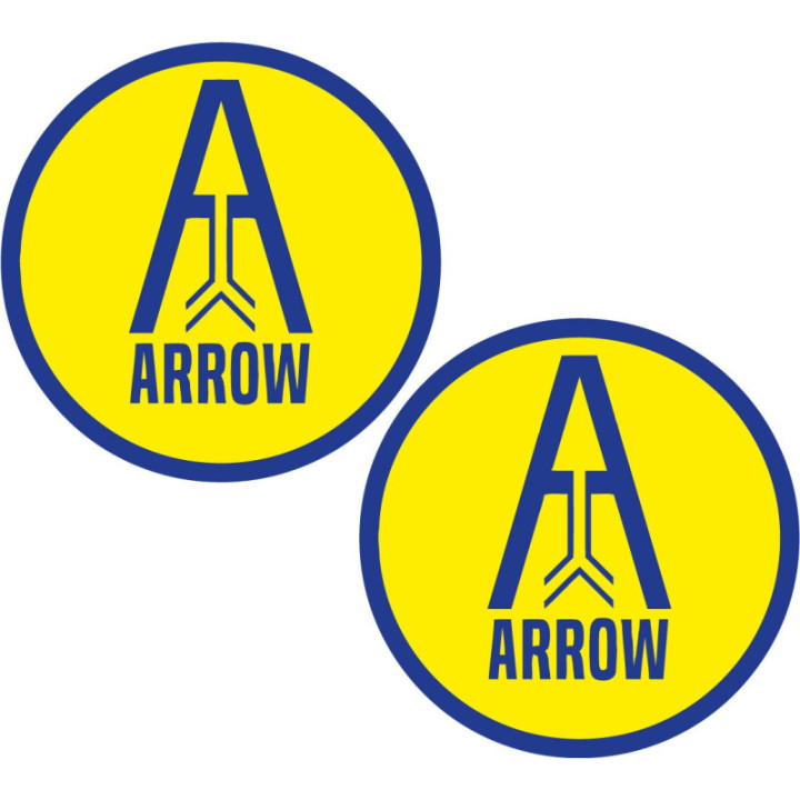 2x Arrow Exhaust Logo Round Stickers Decals - DecalsHouse